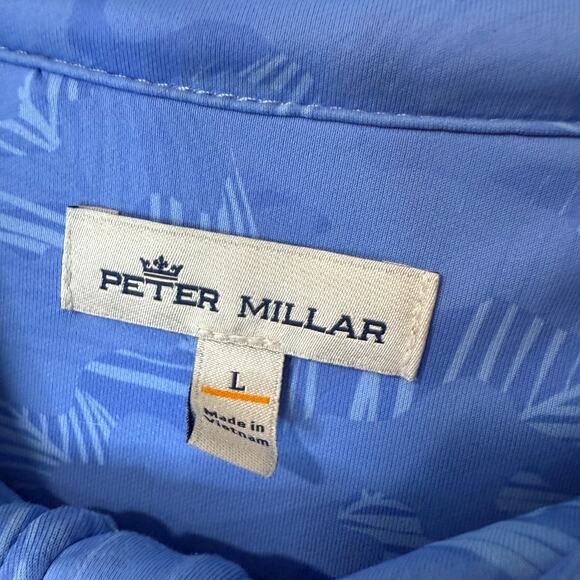 Peter Millar Men's Perth Quarter Zip Pullover Tropical Camo Blue Large Golf - Picture 3 of 10